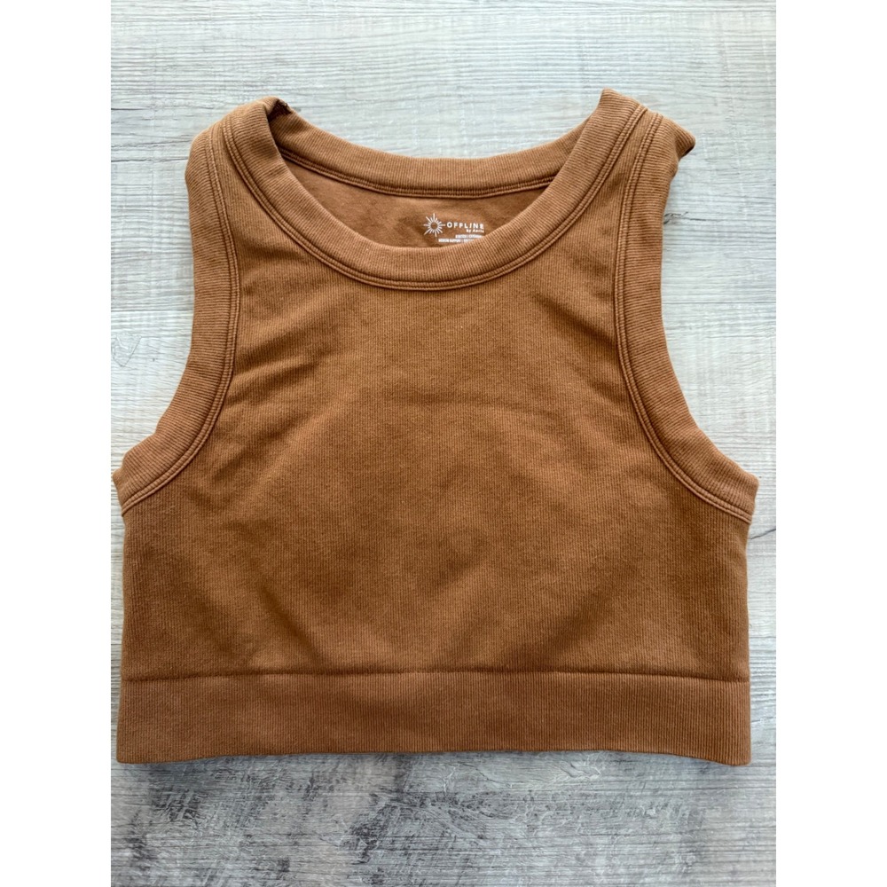 aerie Cropped Tank Top in Warm Brown